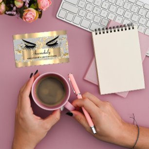 Carte De Visite Microblade Maquillage Eyelash Extension Gold Grey