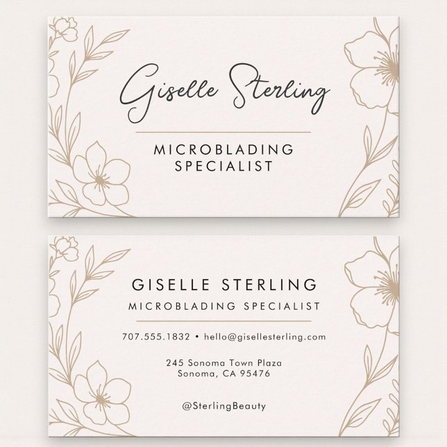 Carte De Visite Microblading Beauté Botanique Féminine (Créateur téléchargé)