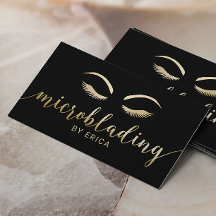 Carte De Visite Microblading Bros Maquillage Artiste Noir & Or