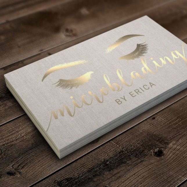 Carte De Visite Microblading Brow Maquillage Artiste Gold Script L (Créateur téléchargé)