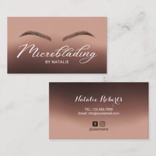 Carte De Visite Microblading Brown Ombre Typography Beauon Salon