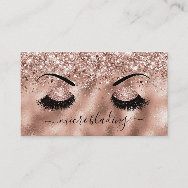 Carte De Visite Microblading Brows Rose Gold Parties scintillant A (Devant)