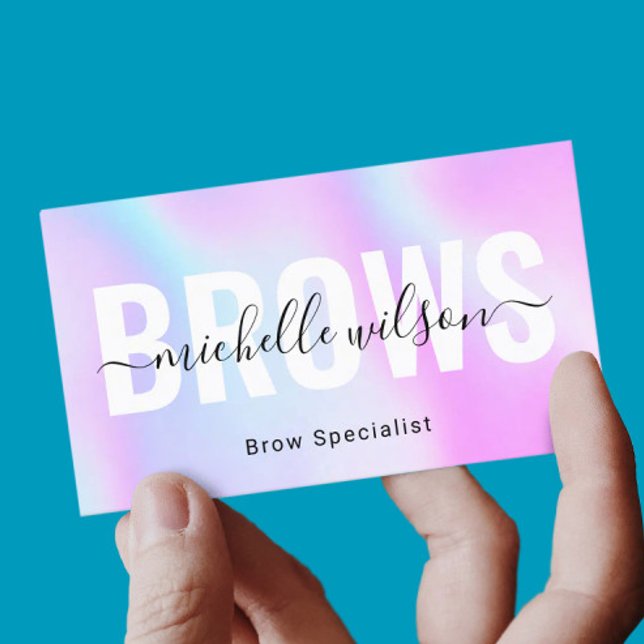 Carte De Visite Microblading Brows Technicien Purple Holographique (Créateur téléchargé)