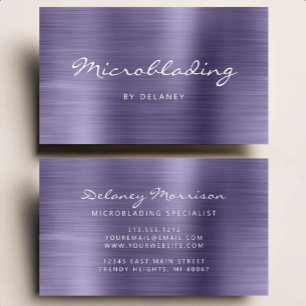 Carte De Visite Microblading de métal brossé lavande