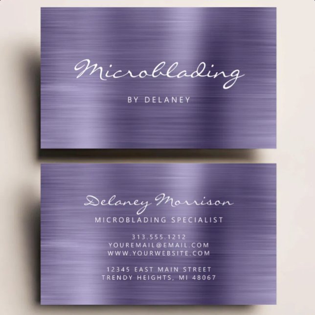 Carte De Visite Microblading de métal brossé lavande (Créateur téléchargé)