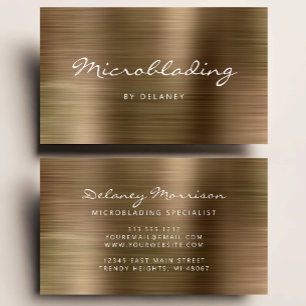 Carte De Visite Microblading de métal brossé or