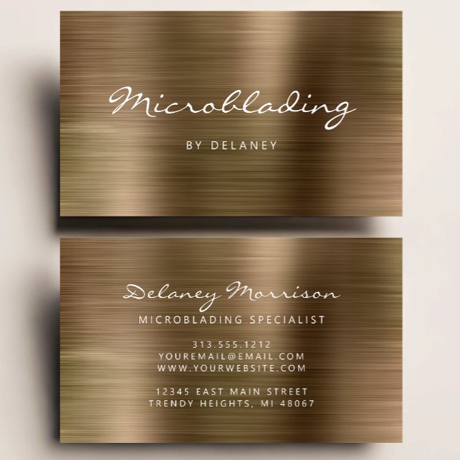 Carte De Visite Microblading de métal brossé or (Créateur téléchargé)