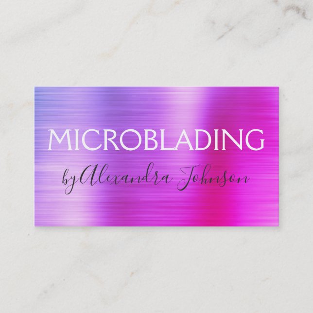 Carte De Visite Microblading en métal brossé rose pastel (Devant)