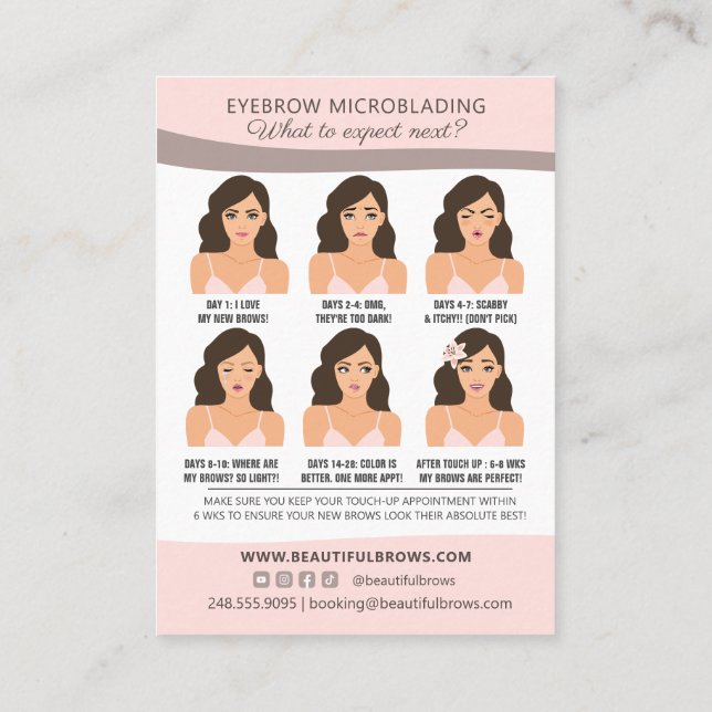 Carte De Visite Microblading Eyebrow Après-soins et rendez-vous (Dos)