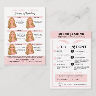Carte De Visite Microblading Eyebrow Instructions de soins postéri