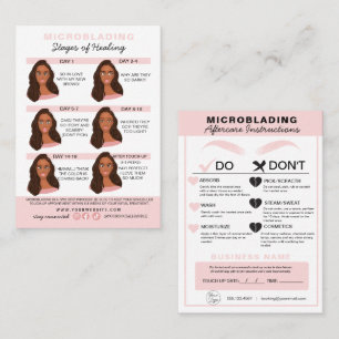 Carte De Visite Microblading Eyebrow Instructions pour les soins p
