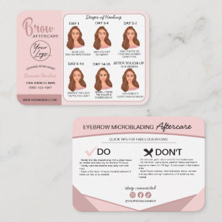 Carte De Visite Microblading Eyebrow Instructions pour les soins p