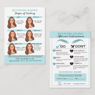 Carte De Visite Microblading Eyebrow Instructions pour les soins p