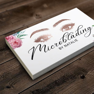 Carte De Visite Microblading Eyebrows Beauté Salon Vintage Floral