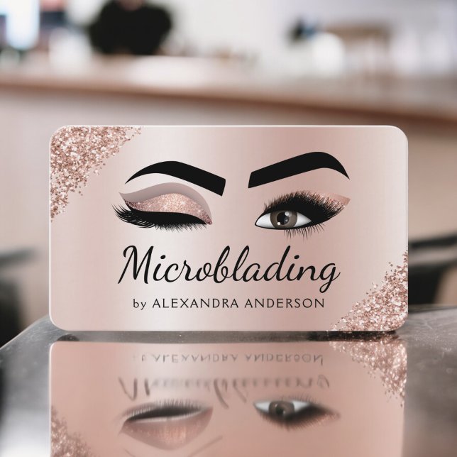 Carte De Visite Microblading Eyebrows Brows Parties scintillant Ro (Créateur téléchargé)
