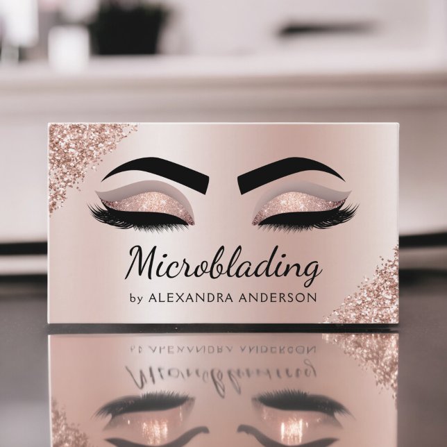 Carte De Visite Microblading Eyebrows Brows Parties scintillant Ro (Créateur téléchargé)