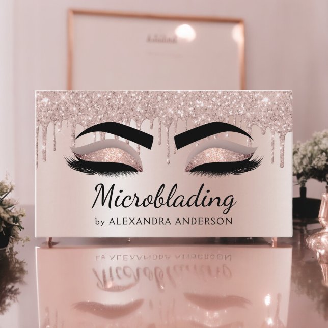 Carte De Visite Microblading Eyebrows Driving Parties scintillant  (Créateur téléchargé)