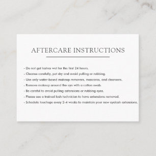 Carte De Visite Microblading Post-Care Simple White Lash Extension
