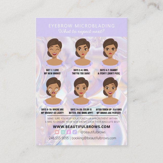 Carte De Visite Microblading post-soins Crystal Holographie (Dos)