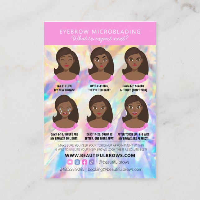 Carte De Visite Microblading post-soins Crystal Holographie (Dos)