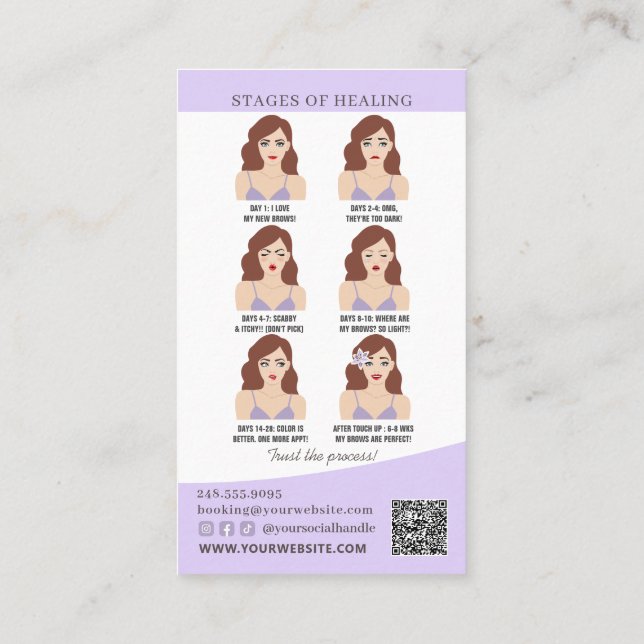 Carte De Visite Microblading post-soins et rappel de rendez-vous (Dos)