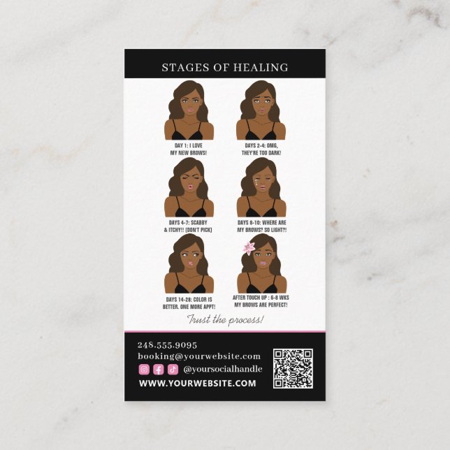 Carte De Visite Microblading post-soins et rappel de rendez-vous (Dos)