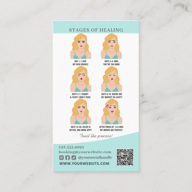 Carte De Visite Microblading post-soins et rappel de rendez-vous (Dos)