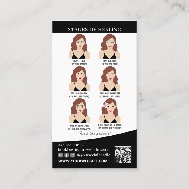 Carte De Visite Microblading post-soins et rappel de rendez-vous (Dos)
