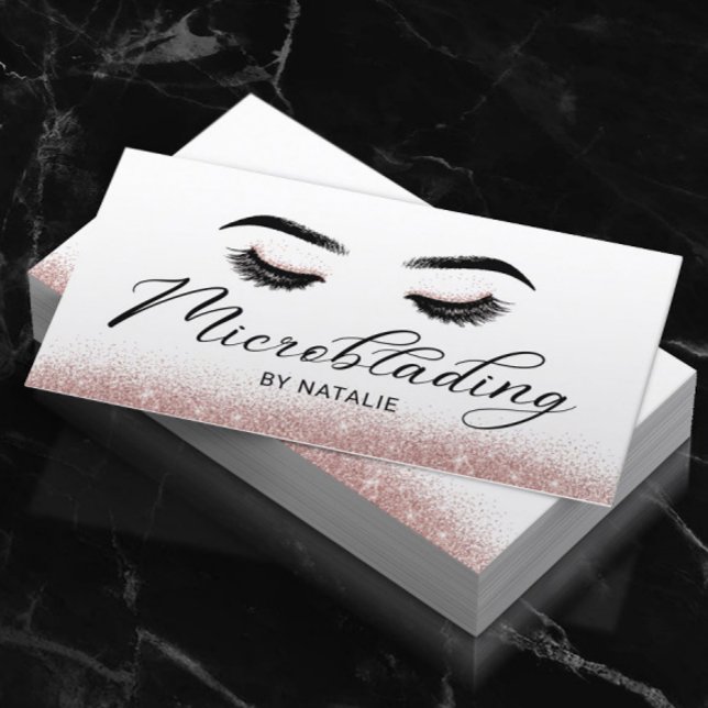 Carte De Visite Microblading Rose Gold Parties scintillant Élégant (Créateur téléchargé)