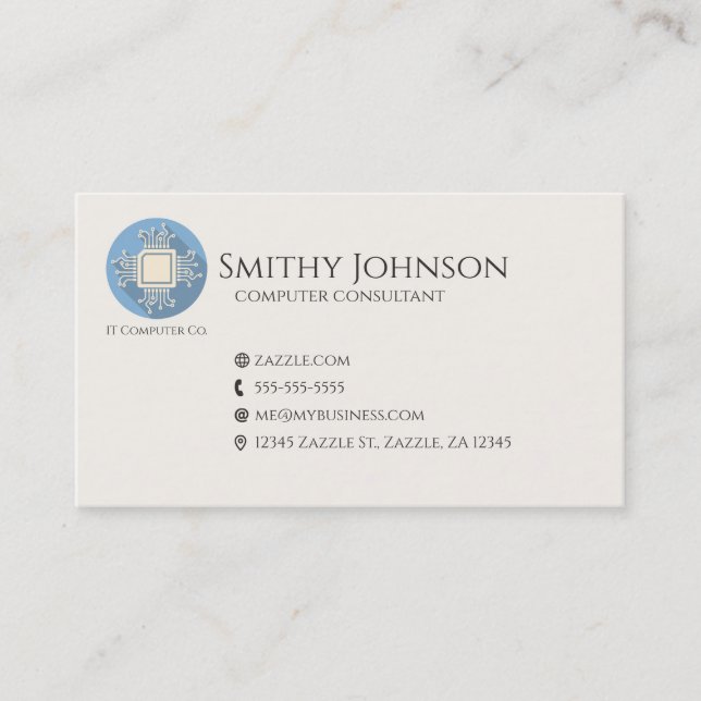 Carte De Visite Microchip bleu (Devant)