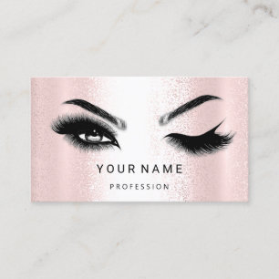 Carte De Visite Microlame à fraise Eyelash. Logo CODE QR Rose arge