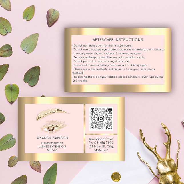 Carte De Visite Microlame Eyelash Brown QrCode (Brown Eyelash Microblade QrCode Aftercare Business Card)