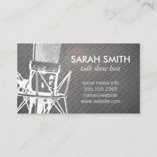 Carte De Visite Microphone / Animation   Arrière - plan métallique