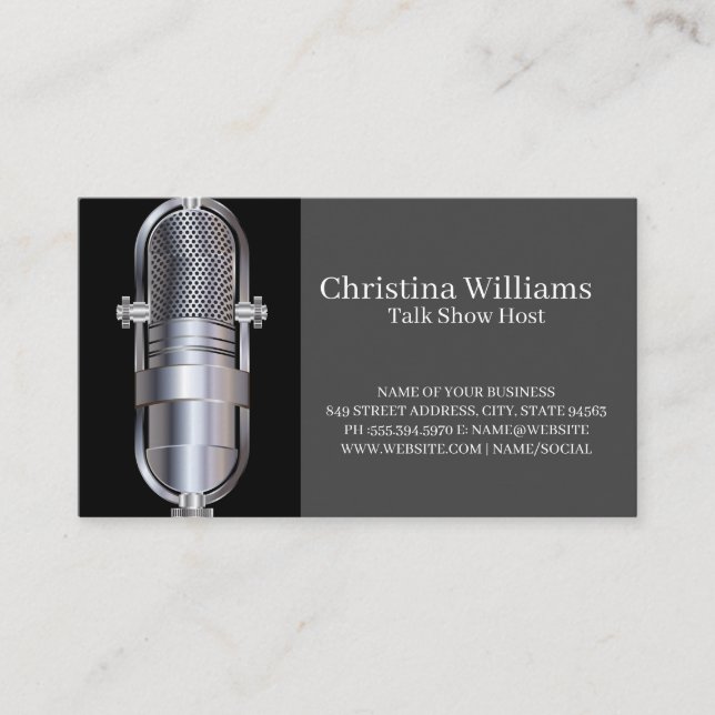 Carte De Visite Microphone | Chanteur Animateur (Devant)