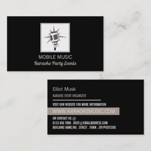 Carte De Visite Microphone Design, Karaoke Event Organizer