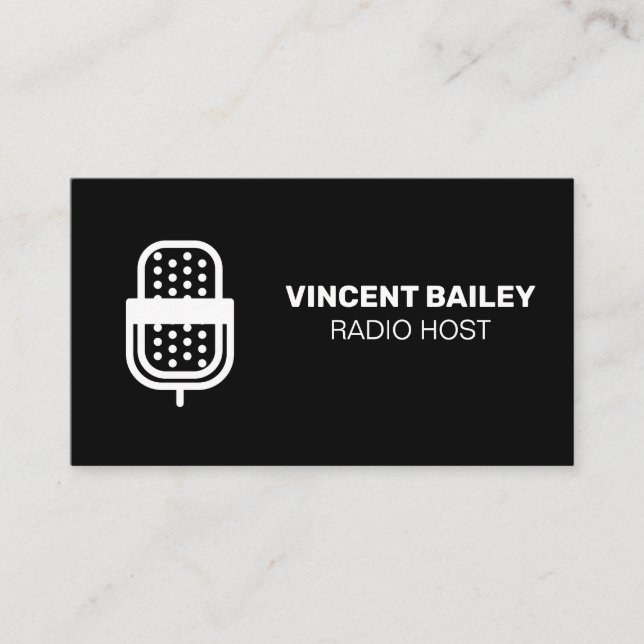 Carte De Visite Microphone | Hôte radio | Podcast (Devant)