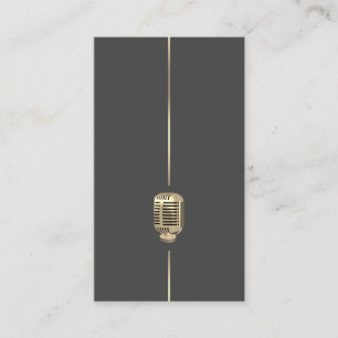 Carte De Visite Microphone minimaliste rétro Gold