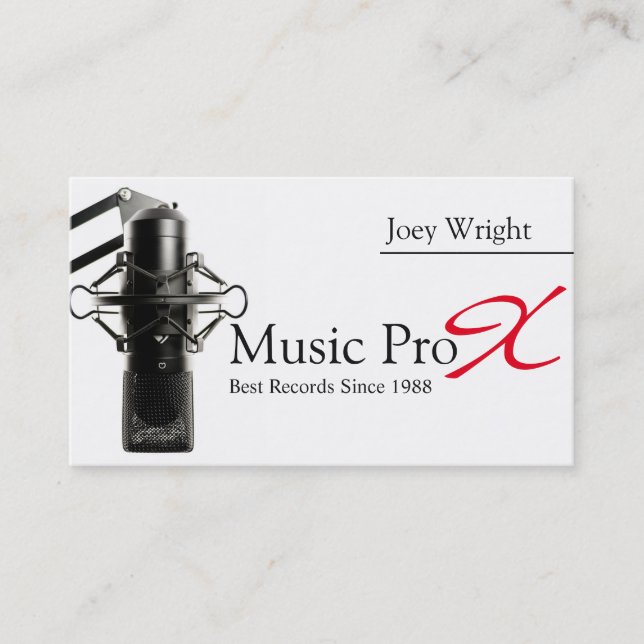 Carte De Visite Microphone professionnel pour l'enregistrement de  (Devant)