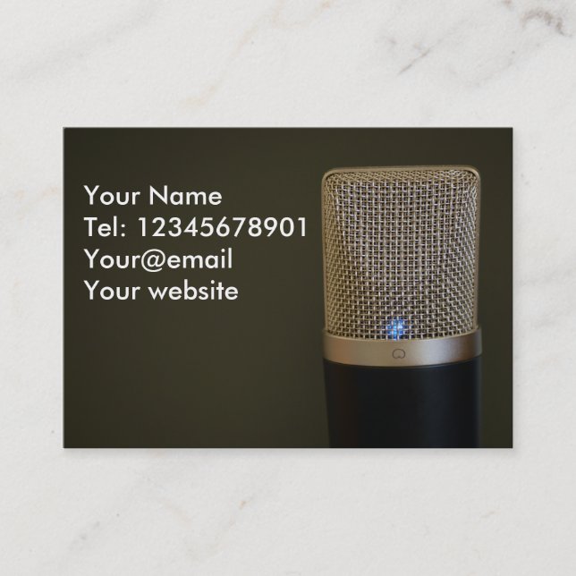 Carte De Visite Microphone sur arrière - plan sombre (Devant)