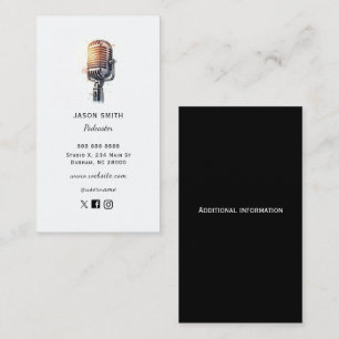Carte De Visite Microphone vintage Podcaster 