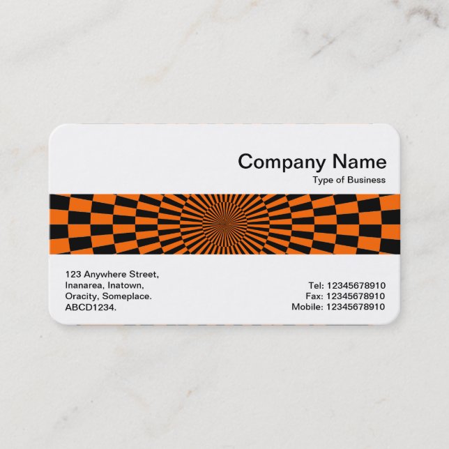 Carte De Visite Middle Band - Op Art Orange et Noir (Devant)