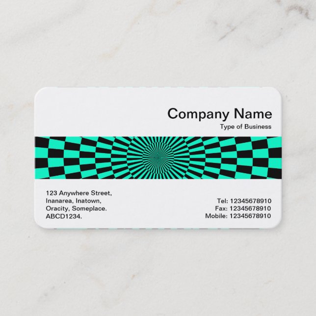Carte De Visite Middle Band - Op Art Turquoise et Noir (Devant)