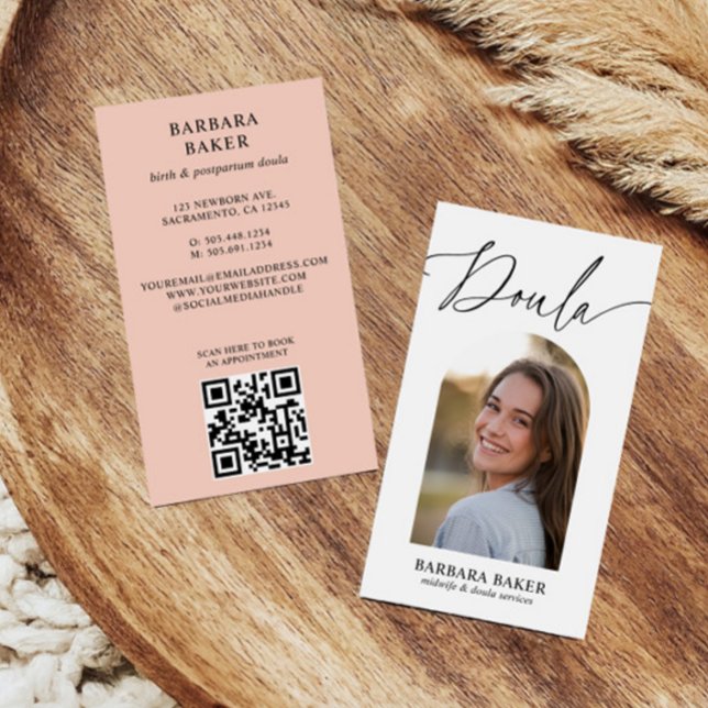 Carte De Visite Midwife Birth Postpartum  Doula Photo Arch QR CODE (Créateur téléchargé)
