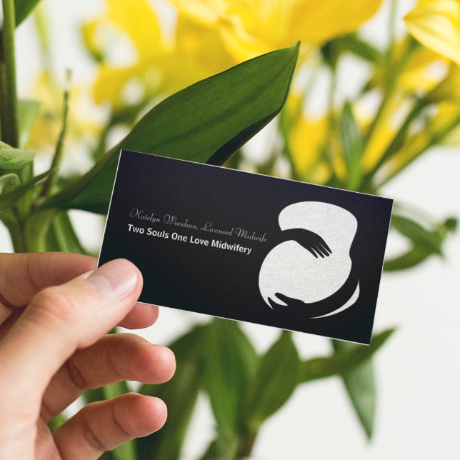 Carte De Visite Midwife Black White Pregnant Belly Chic Maternity (Créateur téléchargé)