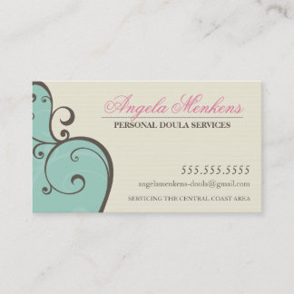 Carte De Visite MIDWIFE DOULA créative tourbillons crème menthe br