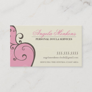 Carte De Visite MIDWIFE DOULA créative tourbillons rose crème brun