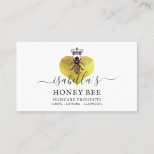Carte De Visite Miel Bee Heart Skincare Gold Foil sur blanc