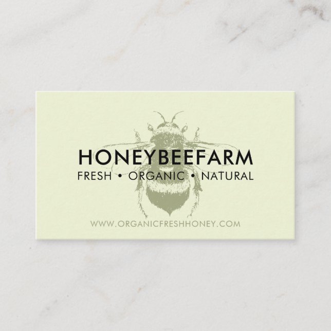 Carte De Visite Miel de rucher de Bumble Bee simple Green Clean (Devant)