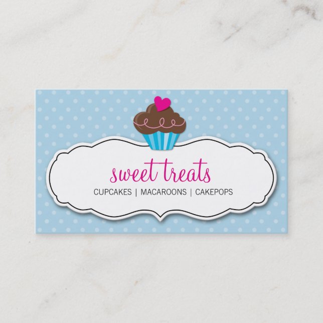 CARTE DE VISITE mignon audacieux cupcake pastel bl (Devant)
