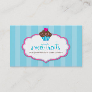 CARTE DE VISITE mignon bold cupcake aqua bleu rose
